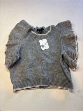 Forever 21 Gray Ruffle-Sleeve Crewneck Sweater